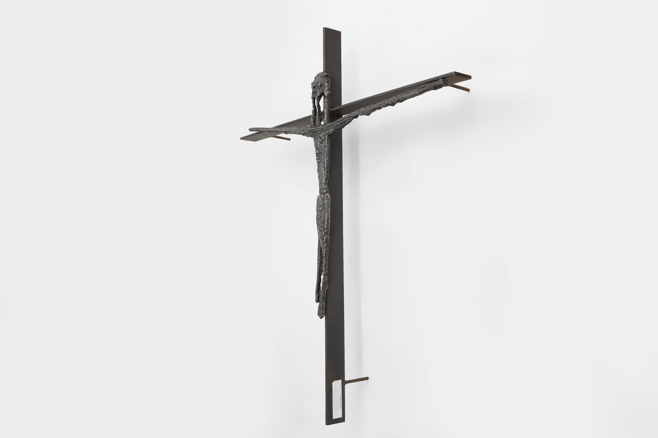 Brutalist Welded-Iron Crucifix Wall Sculpture by Pia Manu, Mid-20th Centurythumbnail